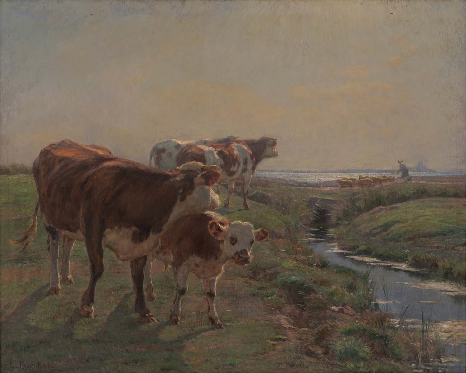 Léon Barillot. Three Cows and a Calf, ca. 1890. 